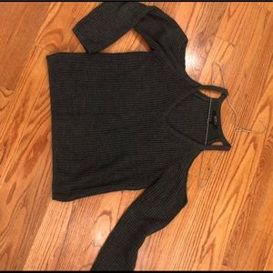 Heather grey off the shoulder sweater